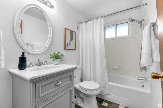 6888 S 455 E, Midvale, UT 84047 - full bath featuring toilet, shower / bath combo, and vanity