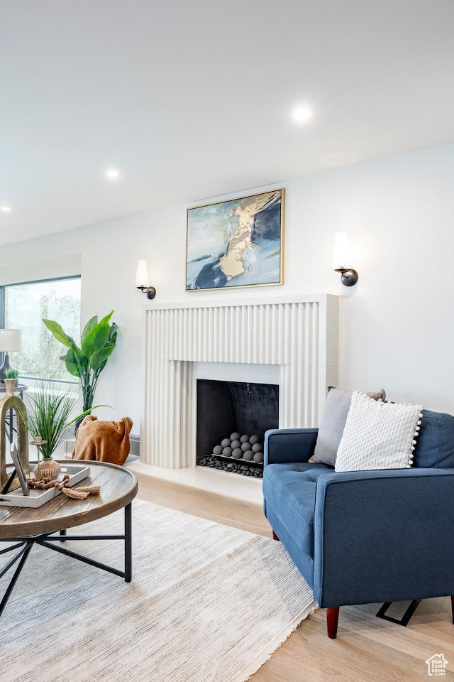 2568 E Sherwood Dr, Salt Lake City, UT 84108 - living area with a fireplace, recessed lighting, and wood finished floors