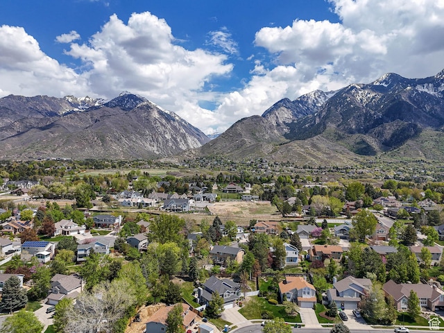 aerial view with a residential view and a mountain view