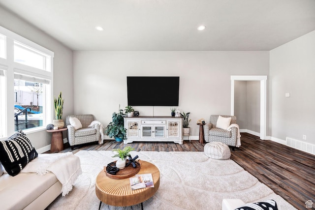 590 S 1030 E, Smithfield, UT 84335 - living room featuring baseboards, visible vents, plenty of natural light, and wood finished floors