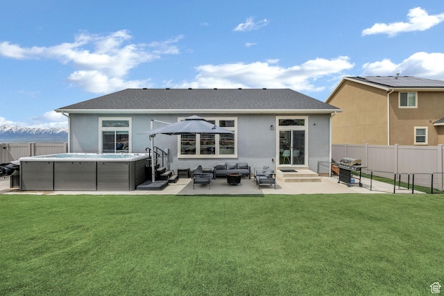 590 S 1030 E, Smithfield, UT 84335 - back of house with a yard, outdoor lounge area, a fenced backyard, and a patio area