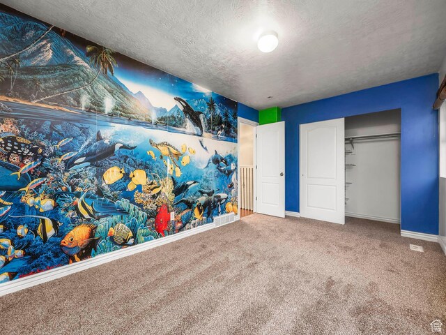 1286 W Glenbarr, Springville, UT 84663 - unfurnished bedroom featuring carpet floors, a textured ceiling, baseboards, visible vents, and a closet