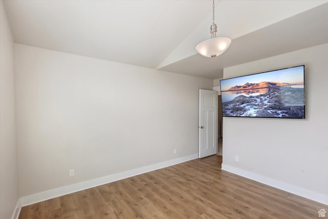 3171 N Crest Dr, Lehi, UT 84043 - unfurnished room featuring baseboards, wood finished floors, and vaulted ceiling