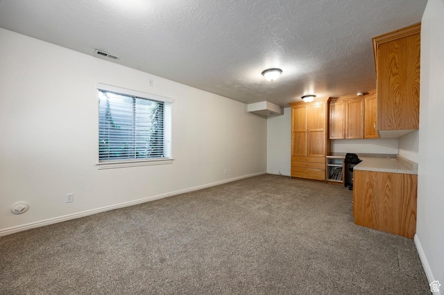 10944 S Surrey Meadow Cv, South Jordan, UT 84095 - unfurnished living room featuring carpet, baseboards, a textured ceiling, and a desk