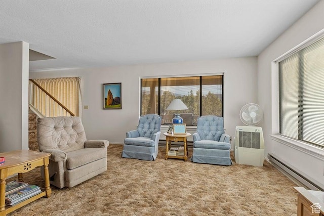 375 Hillcrest, Central, UT 84722 - living area with a healthy amount of sunlight, baseboard heating, and carpet