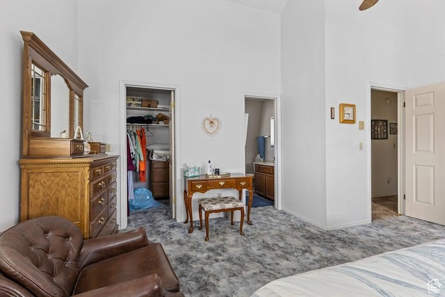 375 Hillcrest, Central, UT 84722 - interior space featuring connected bathroom, a high ceiling, carpet, a spacious closet, and a closet