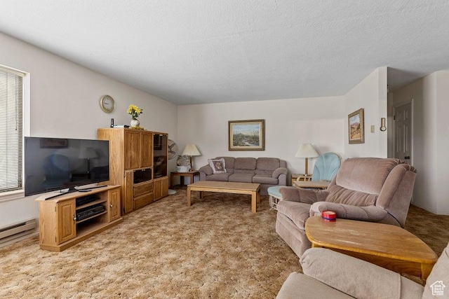 375 Hillcrest, Central, UT 84722 - living room with light colored carpet, a healthy amount of sunlight, and a baseboard radiator