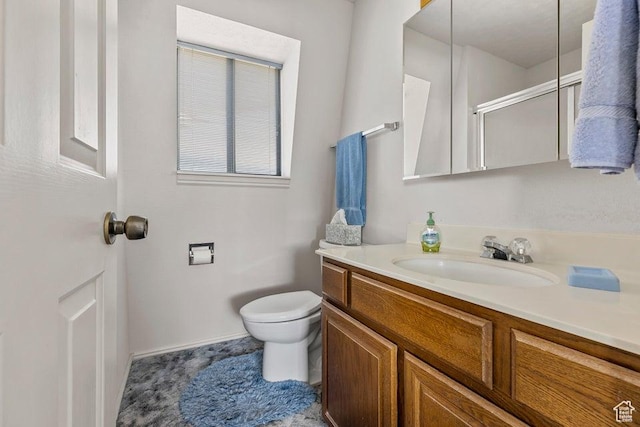 375 Hillcrest, Central, UT 84722 - full bath featuring vanity, a shower with door, baseboards, and toilet