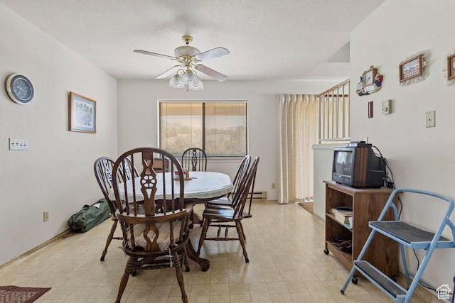 375 Hillcrest, Central, UT 84722 - dining area with a textured ceiling, ceiling fan, and light floors