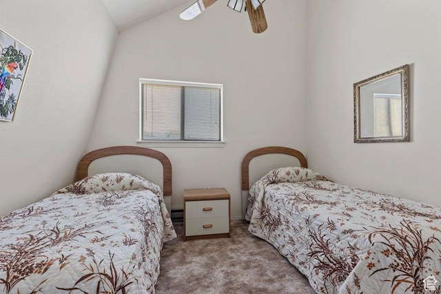 375 Hillcrest, Central, UT 84722 - carpeted bedroom featuring ceiling fan, baseboard heating, and high vaulted ceiling