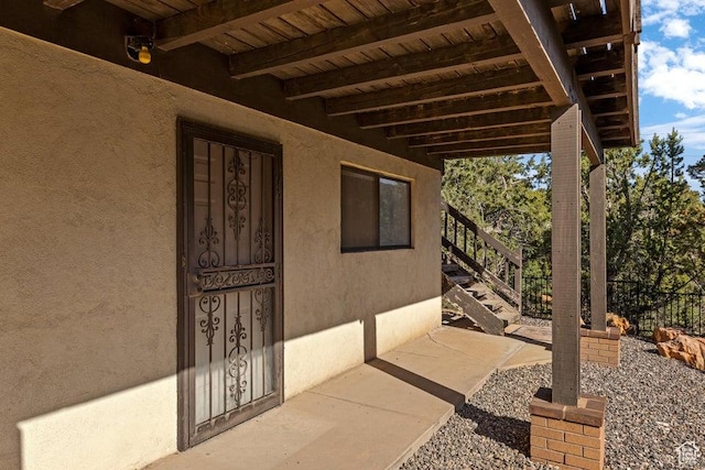 375 Hillcrest, Central, UT 84722 - view of patio / terrace featuring fence and stairway