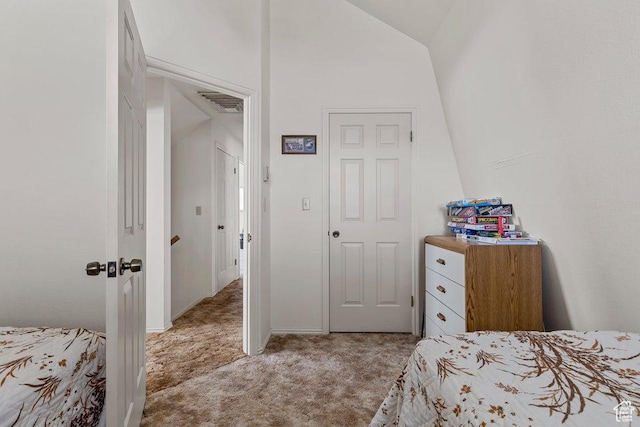 375 Hillcrest, Central, UT 84722 - bedroom featuring visible vents, light colored carpet, and lofted ceiling
