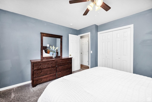 811 S Park Ave W, Logan, UT 84321 - bedroom with carpet floors, a ceiling fan, baseboards, and a closet