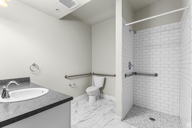 170 E Belmont Ave Unit 15, Salt Lake City, UT 84111 - bathroom with visible vents, vanity, marble finish floor, toilet, and a stall shower