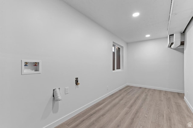 8671 S 3780 W, West Jordan, UT 84088 - clothes washing area with laundry area, baseboards, light wood-style floors, recessed lighting, and washer hookup