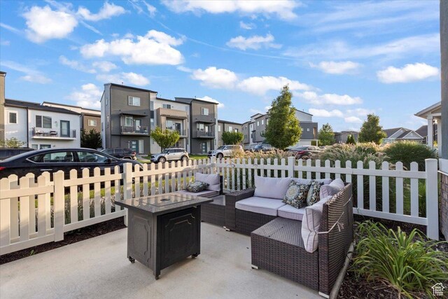 5233 W Linley Ct, Herriman, UT 84096 - view of patio featuring a residential view and an outdoor hangout area
