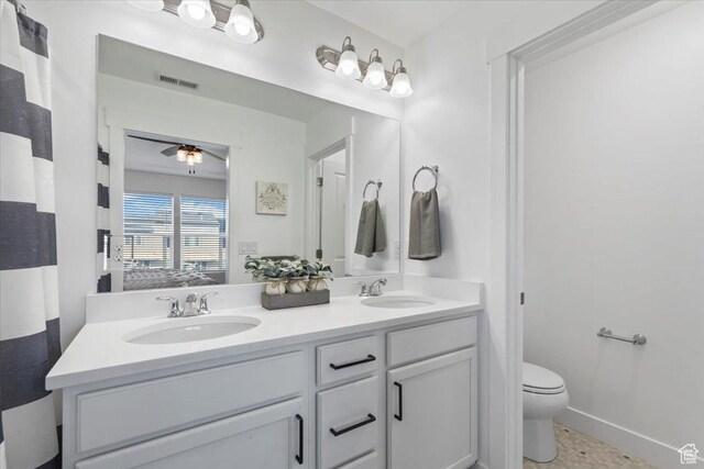 5233 W Linley Ct, Herriman, UT 84096 - full bathroom featuring double vanity and a ceiling fan