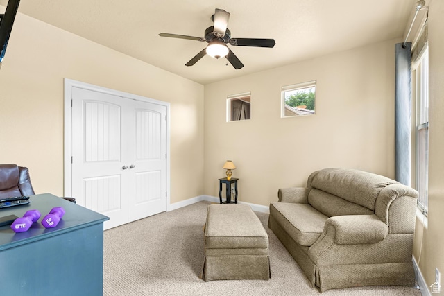 78 W Jolley Cir, Washington, UT 84780 - living area with carpet floors, ceiling fan, and baseboards
