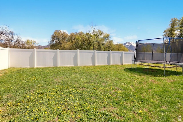 680 S Riverwalk Pkwy W, Logan, UT 84321 - view of yard with a fenced backyard and a trampoline