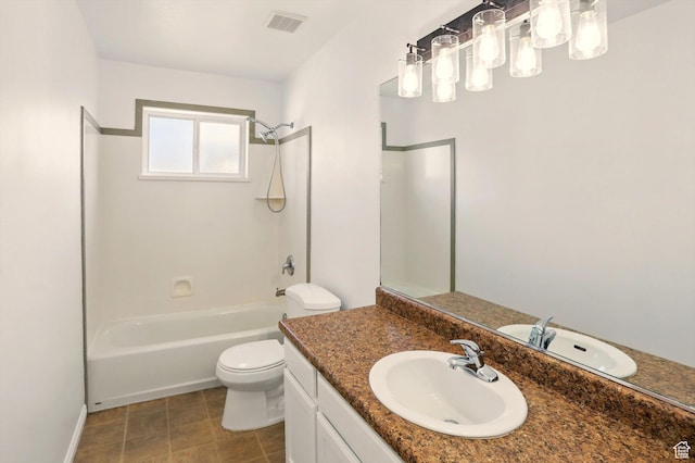 680 S Riverwalk Pkwy W, Logan, UT 84321 - bathroom featuring bathing tub / shower combination, vanity, toilet, and visible vents