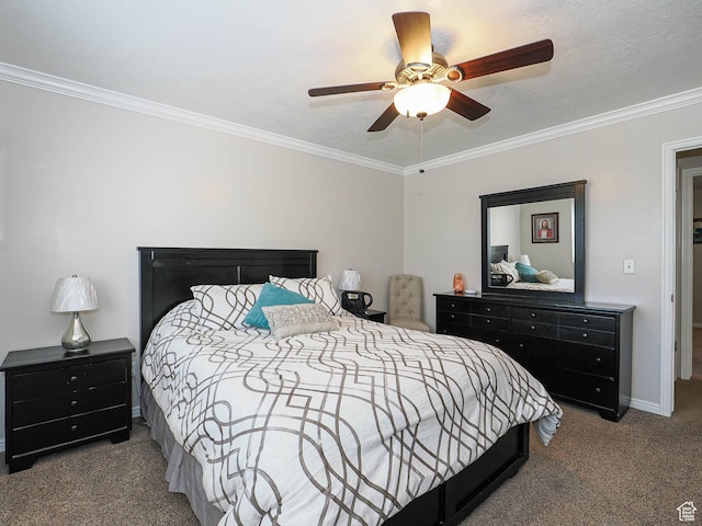 2777 W 1100 N, Layton, UT 84041 - carpeted bedroom with baseboards, ornamental molding, and a ceiling fan