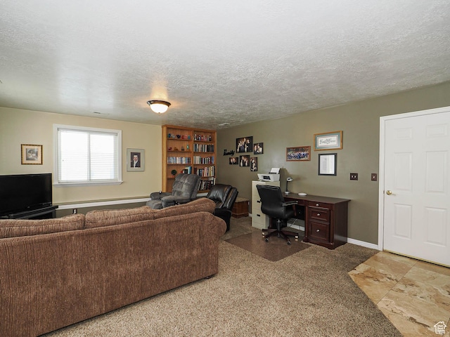 2777 W 1100 N, Layton, UT 84041 - living room featuring baseboards, a textured ceiling, and light colored carpet