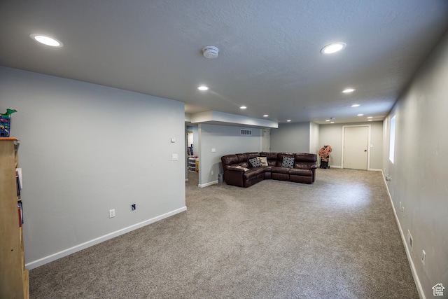 680 Stonne Ln, Kaysville, UT 84037 - carpeted living room with baseboards, recessed lighting, and visible vents