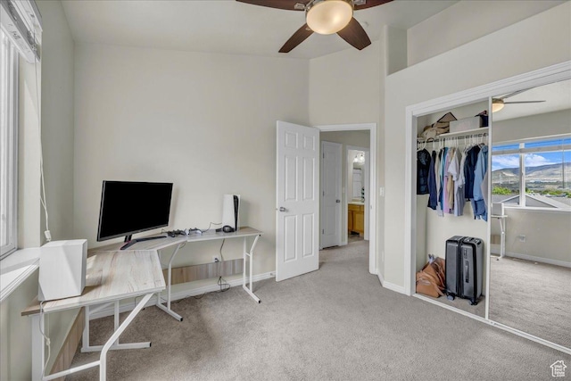3909 N Davencourt Loop, Lehi, UT 84043 - office area with carpet flooring, ceiling fan, and baseboards