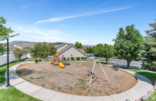 3909 N Davencourt Loop, Lehi, UT 84043 - view of property's community featuring fence, a mountain view, and playground community