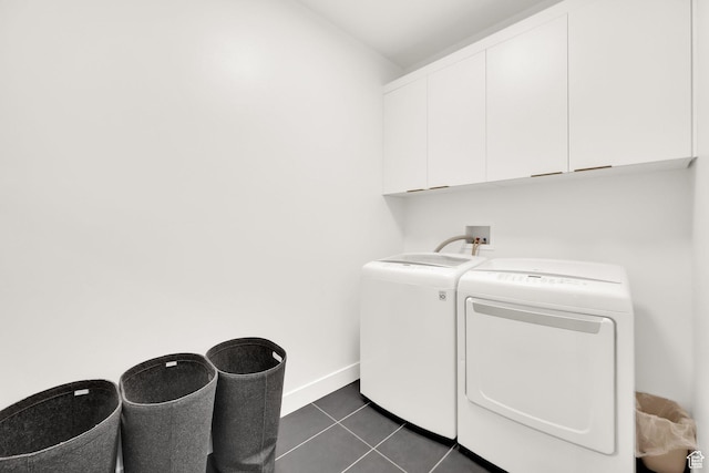 14348 S Champ Cv, Draper, UT 84020 - laundry room with separate washer and dryer, cabinet space, baseboards, and dark tile patterned floors