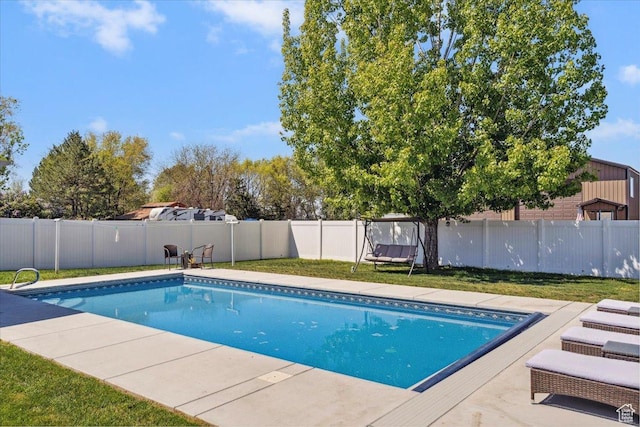121 N 3000 W, West Point, UT 84015 - view of swimming pool with a yard, a fenced in pool, and a fenced backyard