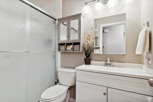 121 N 3000 W, West Point, UT 84015 - bathroom with vanity, a shower with door, and toilet