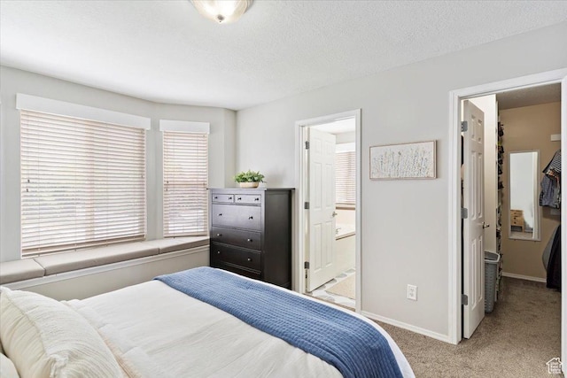 1090 N 3450 W, Layton, UT 84041 - bedroom with light carpet, a textured ceiling, baseboards, ensuite bathroom, and a spacious closet