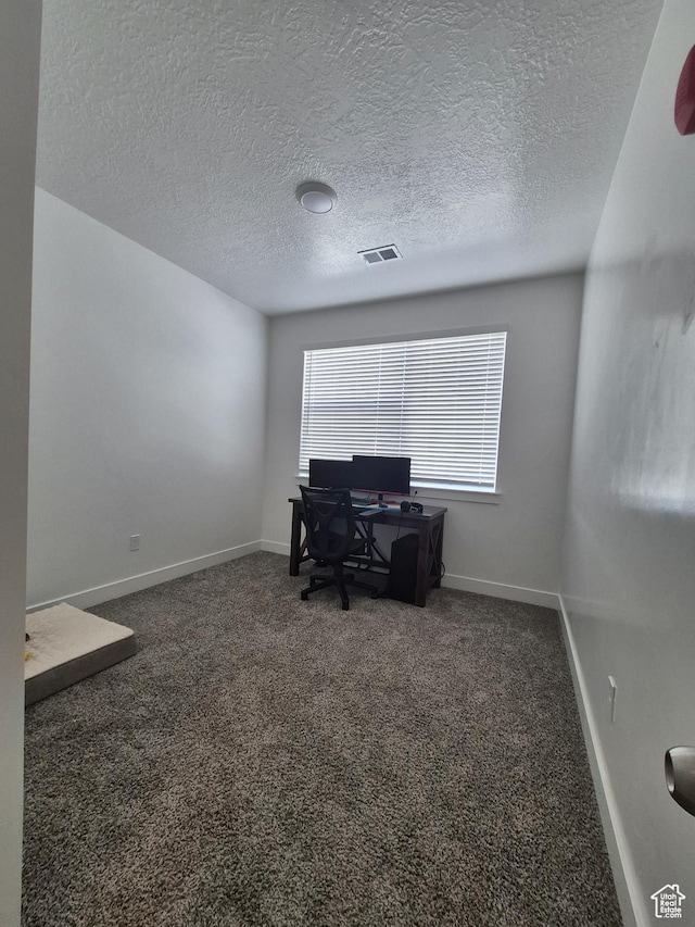 office with carpet floors, baseboards, and visible vents