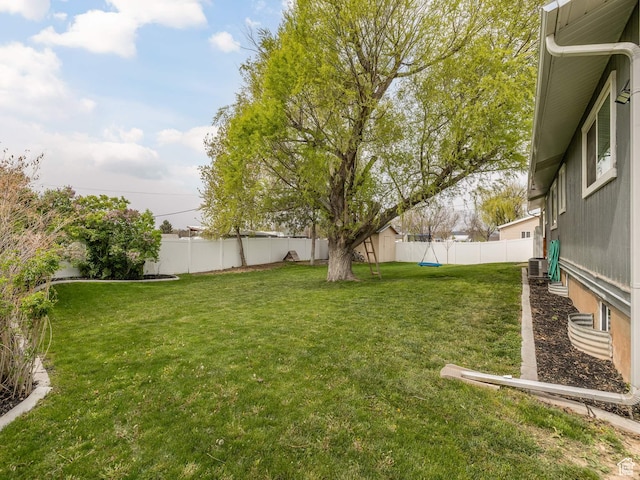 view of yard featuring a fenced backyard