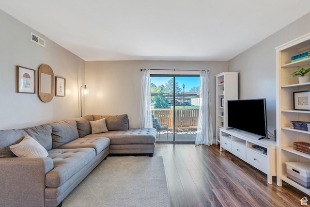 1275 E Shadow Ridge Dr S Unit 10N, Cottonwood Heights, UT 84047 - living room featuring dark wood-type flooring and visible vents