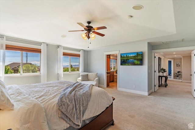 864 S Wellington Dr W, Kaysville, UT 84037 - bedroom featuring baseboards, light carpet, and ensuite bathroom