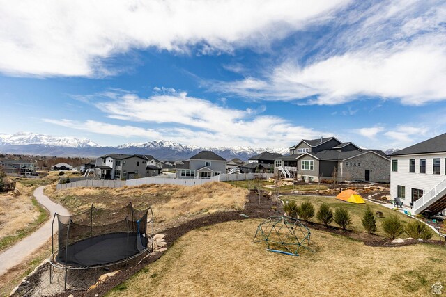 809 N 1490 E, Heber City, UT 84032 - view of yard featuring a residential view, a trampoline, and a mountain view