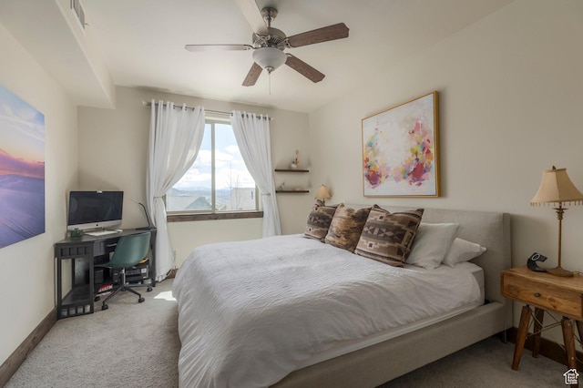 1261 W Black Rock Trl Unit 39F, Kamas, UT 84036 - bedroom with carpet floors, baseboards, a ceiling fan, and visible vents