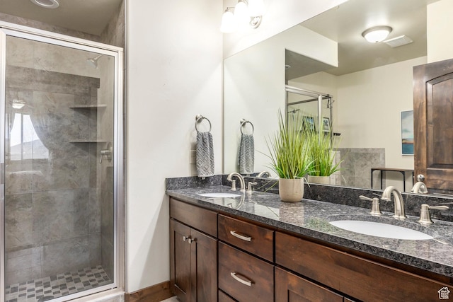 1261 W Black Rock Trl Unit 39F, Kamas, UT 84036 - full bathroom featuring a sink, a stall shower, and double vanity