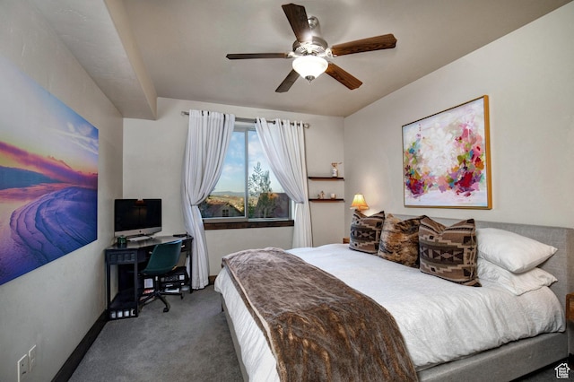 1261 W Black Rock Trl Unit 39F, Kamas, UT 84036 - bedroom with carpet flooring, an office area, and a ceiling fan