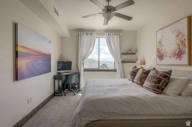 1261 W Black Rock Trl Unit 39F, Kamas, UT 84036 - bedroom featuring a ceiling fan, baseboards, visible vents, and carpet