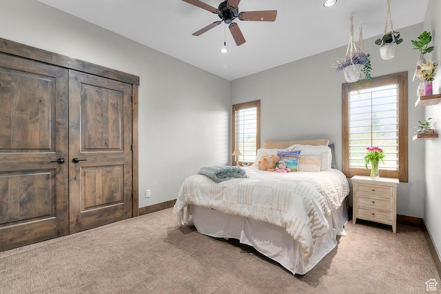 1021 Sage Crk, Heber City, UT 84032 - bedroom featuring baseboards, recessed lighting, a ceiling fan, and light carpet