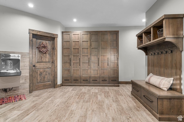 1021 Sage Crk, Heber City, UT 84032 - mudroom with recessed lighting, baseboards, and light wood-style flooring