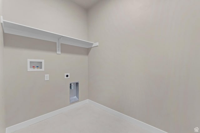 clothes washing area featuring hookup for a washing machine, baseboards, and hookup for an electric dryer