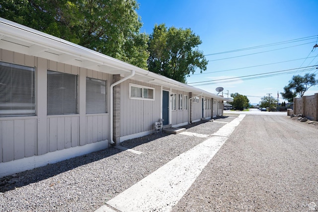 view of side of property featuring board and batten siding