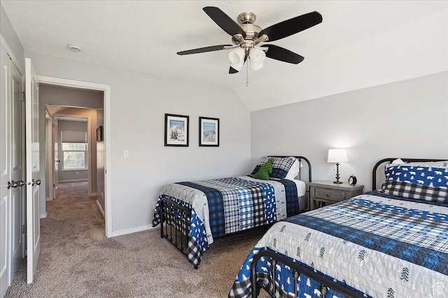 3511 N Willow Creek Ln E Unit 10, Eden, UT 84310 - carpeted bedroom with baseboards, ceiling fan, and vaulted ceiling