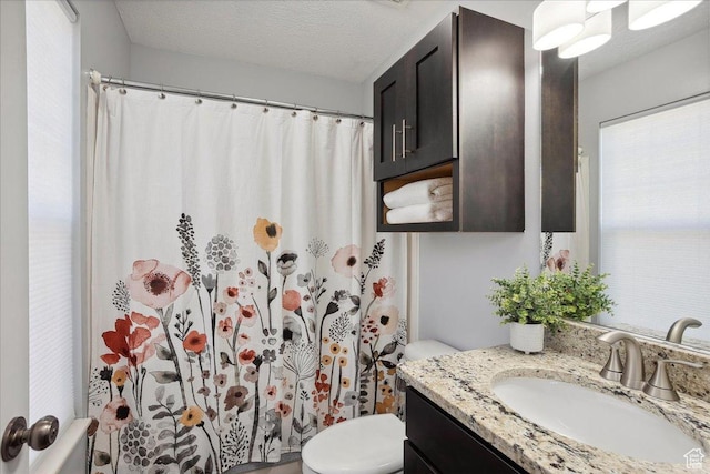 3511 N Willow Creek Ln E Unit 10, Eden, UT 84310 - full bath featuring toilet, a textured ceiling, a shower with shower curtain, and vanity