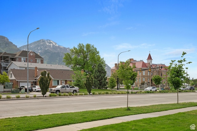 639 N University Ave Unit 2, Provo, UT 84601 - view of road with street lighting, a mountain view, and sidewalks