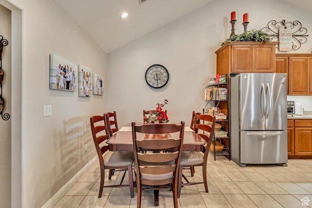 1889 S 910 W Unit B, Syracuse, UT 84075 - dining area with recessed lighting, lofted ceiling, and light tile patterned flooring